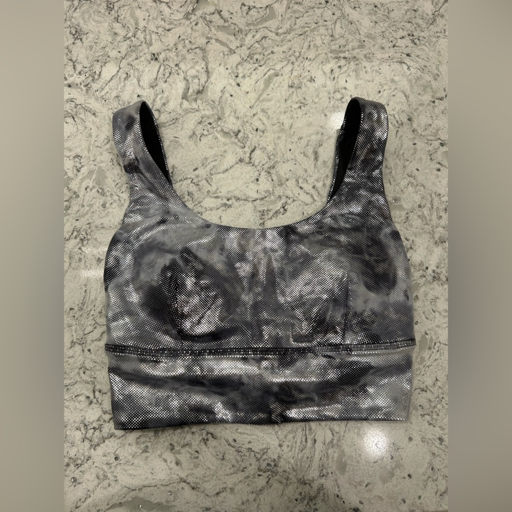 NWOT Lululemon Align Tank Top Sports Bra Charcoal Grey Shiny 4 Reversible Yoga